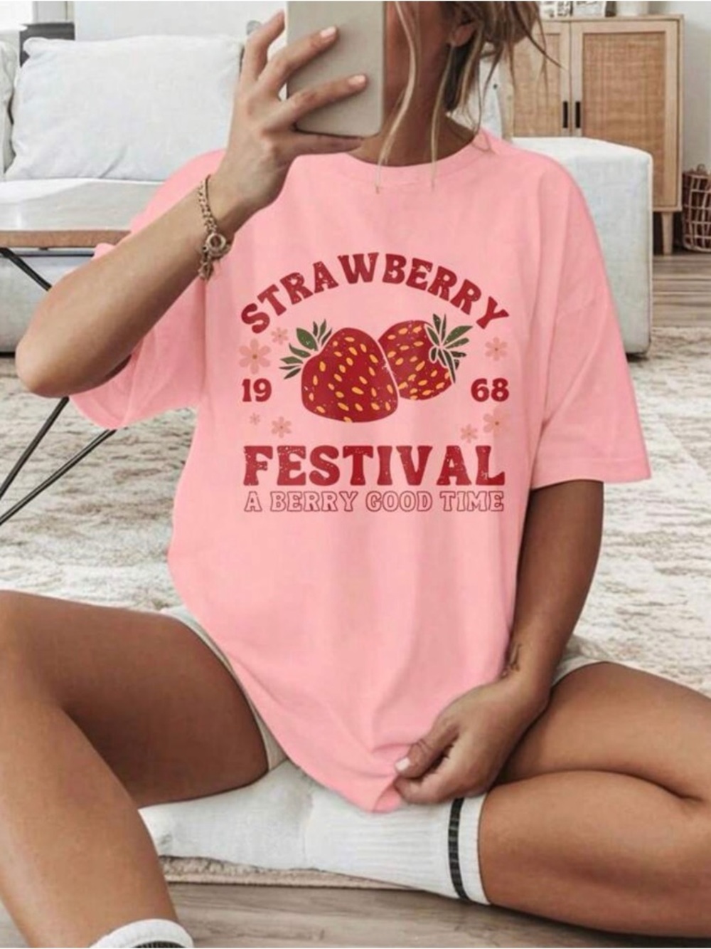 Pink 'Strawberry Festival' Graphic Tee
